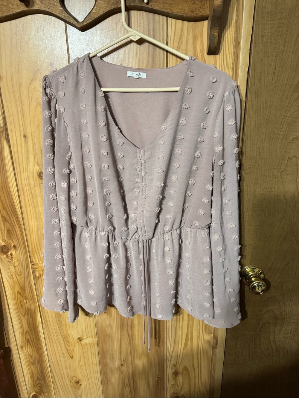 Maurices Dusty Mauve Textured Peplum Blouse